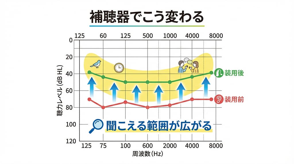 補聴効果の解説図