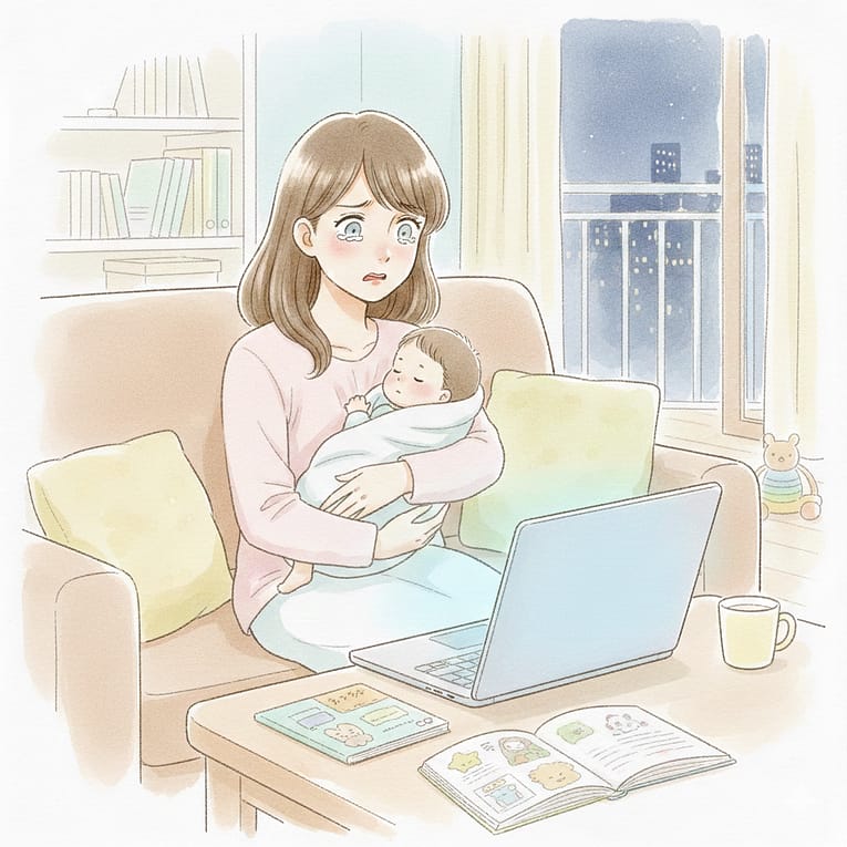 不安で検索ばかりしている母親の様子